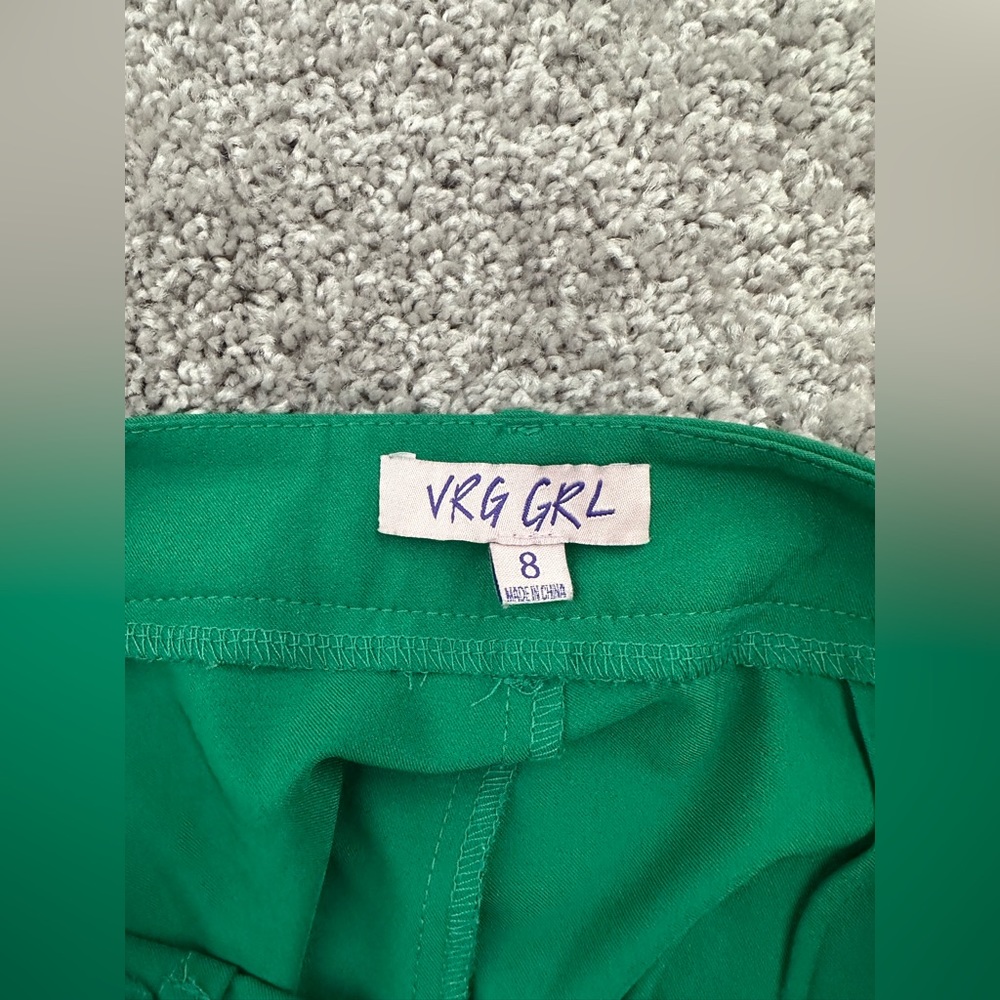 verge girl green trousers, size 4, stretchy flowy material. flare leg.